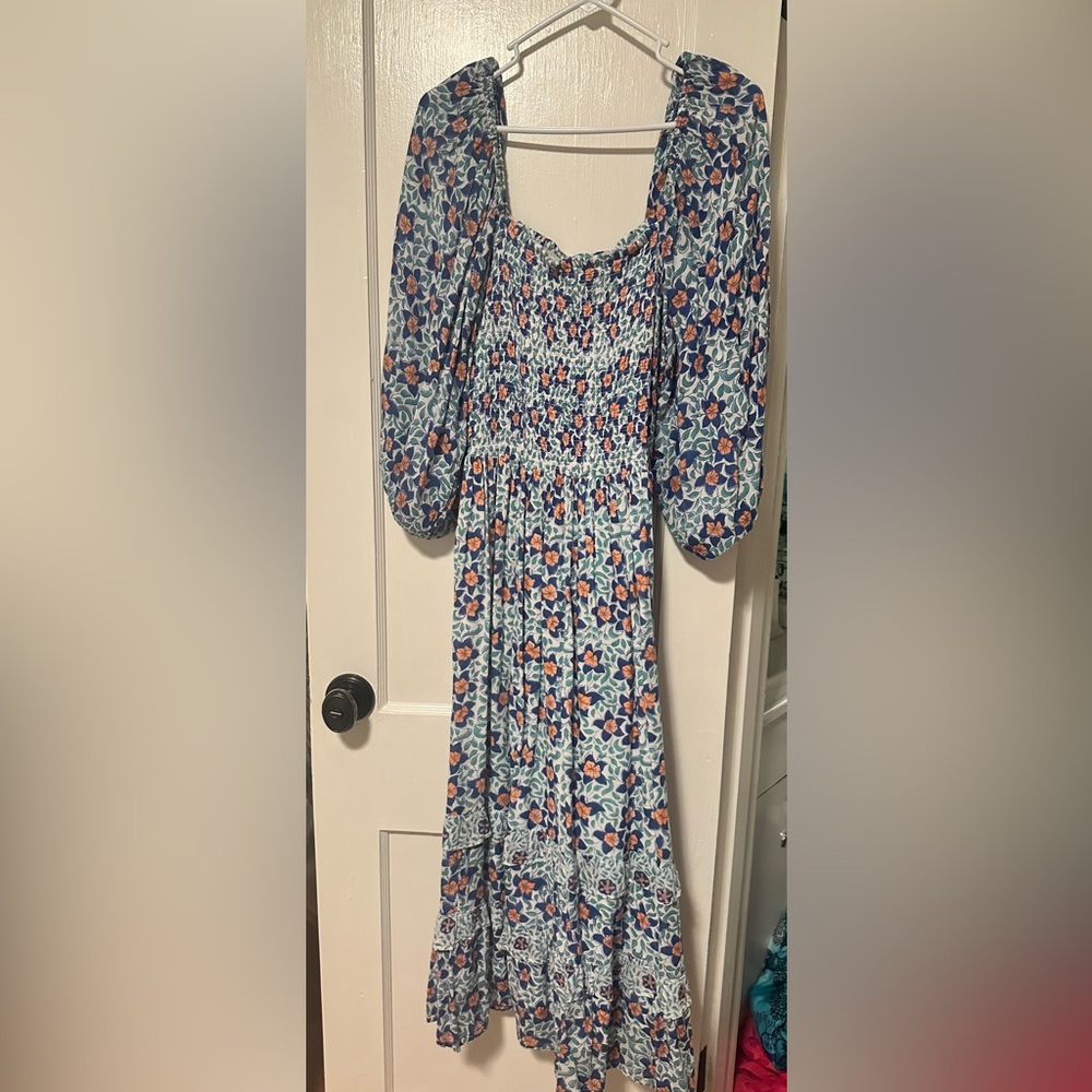 Oliphant Vibrant Blue and Orange Maxi Dress
